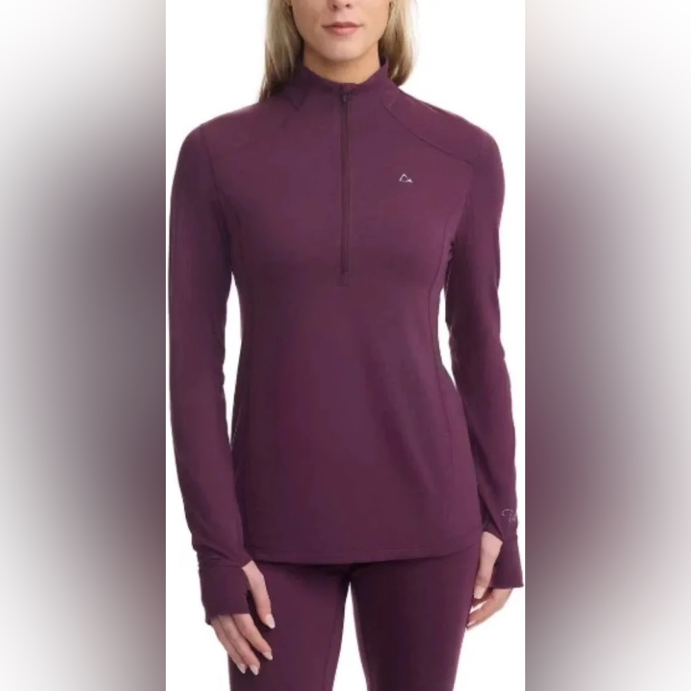 Paradox Ladies Merino Wool Blend 1/4 Zip Base Layer Top Purple‎
